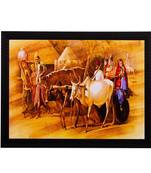 Bullock Cart Matt Textured UV Art Painting