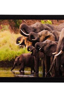 Group of Black Elephants Matt Textured UV Art Painting
