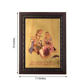 Radha Krishna on Swing Laminated Golden Foil 3