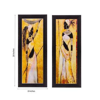 Set of 2 Tribal Women Matt Textured UV Art Painting 1