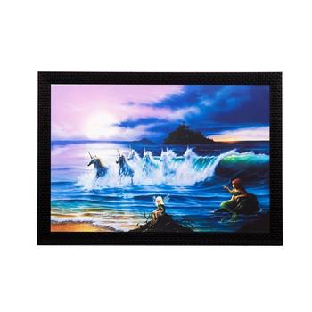Running Horses in Water Matt Textured UV Art Painting 1