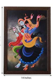 Dancing Radha Krishna Satin Matt Texture UV Art Painting
