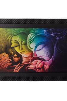 Radha Krishna Satin Matt Texture UV Art Painting