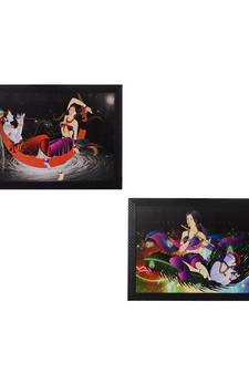 Set of 2 Radha Krishna Satin Matt Texture UV Art Painting