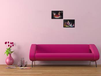 Set of 2 Radha Krishna Satin Matt Texture UV Art Painting 2