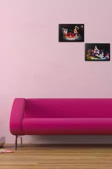 Set of 2 Radha Krishna Satin Matt Texture UV Art Painting