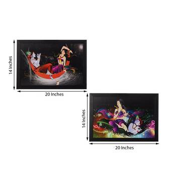 Set of 2 Radha Krishna Satin Matt Texture UV Art Painting 3