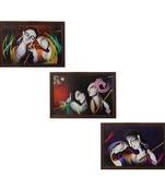 Set of 3 Radha Krishna Satin Matt Texture UV Art Painting