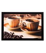 Spilled coffee beans and cups Matt Textured UV Art Painting
