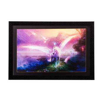 Lucky White Horse with Feather Matt Textured UV Art Painting 1