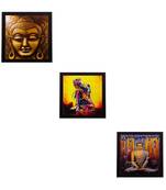 Set of 3 Meditating Buddha Matt Textured UV Art Painting