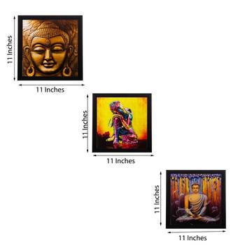 Set of 3 Meditating Buddha Matt Textured UV Art Painting 2