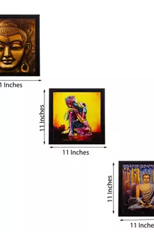 Set of 3 Meditating Buddha Matt Textured UV Art Painting