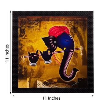 Lord Ganesha Playing Flute Matt Textured UV Art Painting 3
