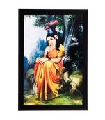 Woman in a thought Matt Textured UV Art Painting