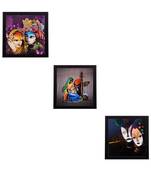 Set of 3 Radha Krishna Matt Textured UV Art Painting