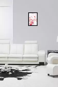 Red Floral Matt Textured UV Art Painting