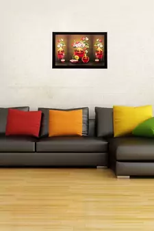 Colorful Vase and Flowers Matt Textured UV Art Painting