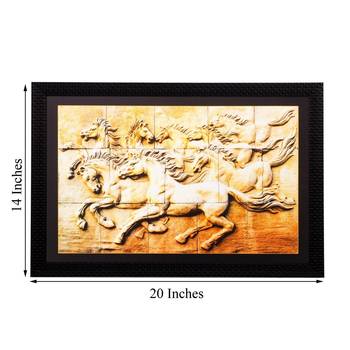 Abstract Running Horses Matt Textured UV Art Painting 3