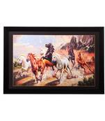 Racing Horses Matt Textured UV Art Painting