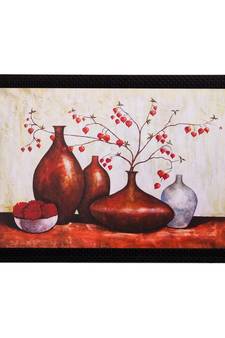 Brown Vases and Leaves Matt Textured UV Art Painting