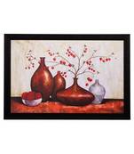 Brown Vases and Leaves Matt Textured UV Art Painting