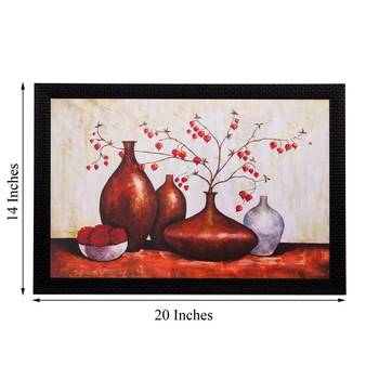 Brown Vases and Leaves Matt Textured UV Art Painting 3