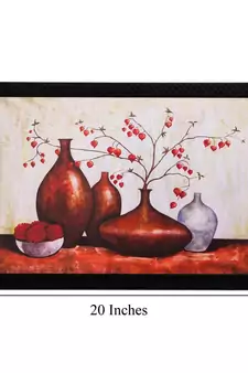 Brown Vases and Leaves Matt Textured UV Art Painting