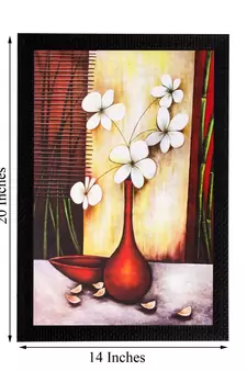 Botanical White flowers Matt Textured UV Art Painting