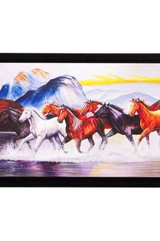 Lucky Running Horses Under Water Matt Textured UV Art Painting