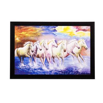Lucky White Running Horses Matt Textured UV Art Painting 1
