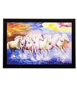 Lucky White Running Horses Matt Textured UV Art Painting