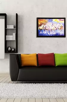 Lucky White Running Horses Matt Textured UV Art Painting