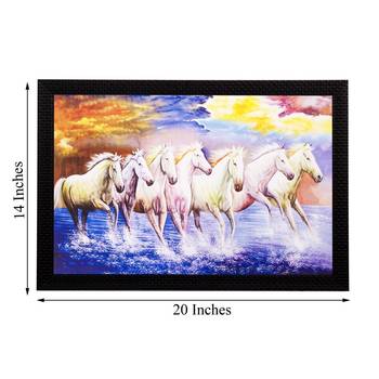 Lucky White Running Horses Matt Textured UV Art Painting 3