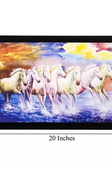 Lucky White Running Horses Matt Textured UV Art Painting