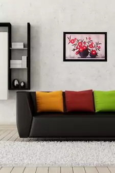 Botanical Red Flowers Matt Textured UV Art Painting