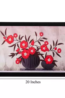 Botanical Red Flowers Matt Textured UV Art Painting