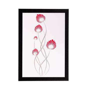 Red Floral Matt Textured UV Art Painting 1