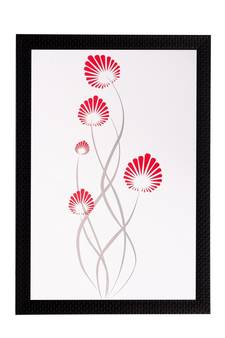 Red Floral Matt Textured UV Art Painting