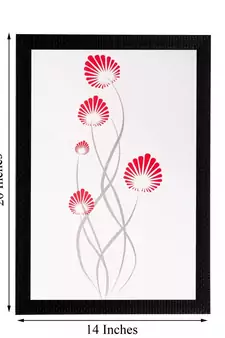 Red Floral Matt Textured UV Art Painting
