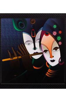 Radha Krishna Matt Textured UV Art Painting