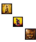 Set of 3 Meditating Buddha Matt Textured UV Art Painting