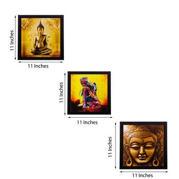 Set of 3 Meditating Buddha Matt Textured UV Art Painting 2