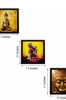 Set of 3 Meditating Buddha Matt Textured UV Art Painting