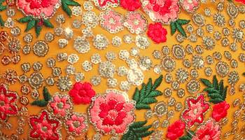  Mustard Yellow Thread And Sequins Embroidered Net Indian Wedding Lehenga Dress 5