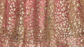 Mesmerizing Baby Pink Thread and Sequins Embroidered net fabric Lehenga for Sangeet Ceremony 5