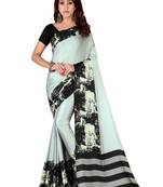 Multicolor plain crepe saree with blouse
