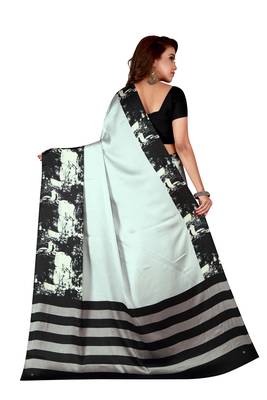 Multicolor plain crepe saree with blouse 2