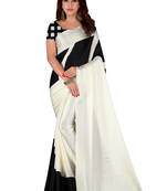 Multicolor plain crepe saree with blouse