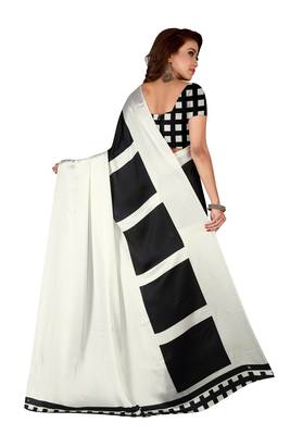 Multicolor plain crepe saree with blouse 2